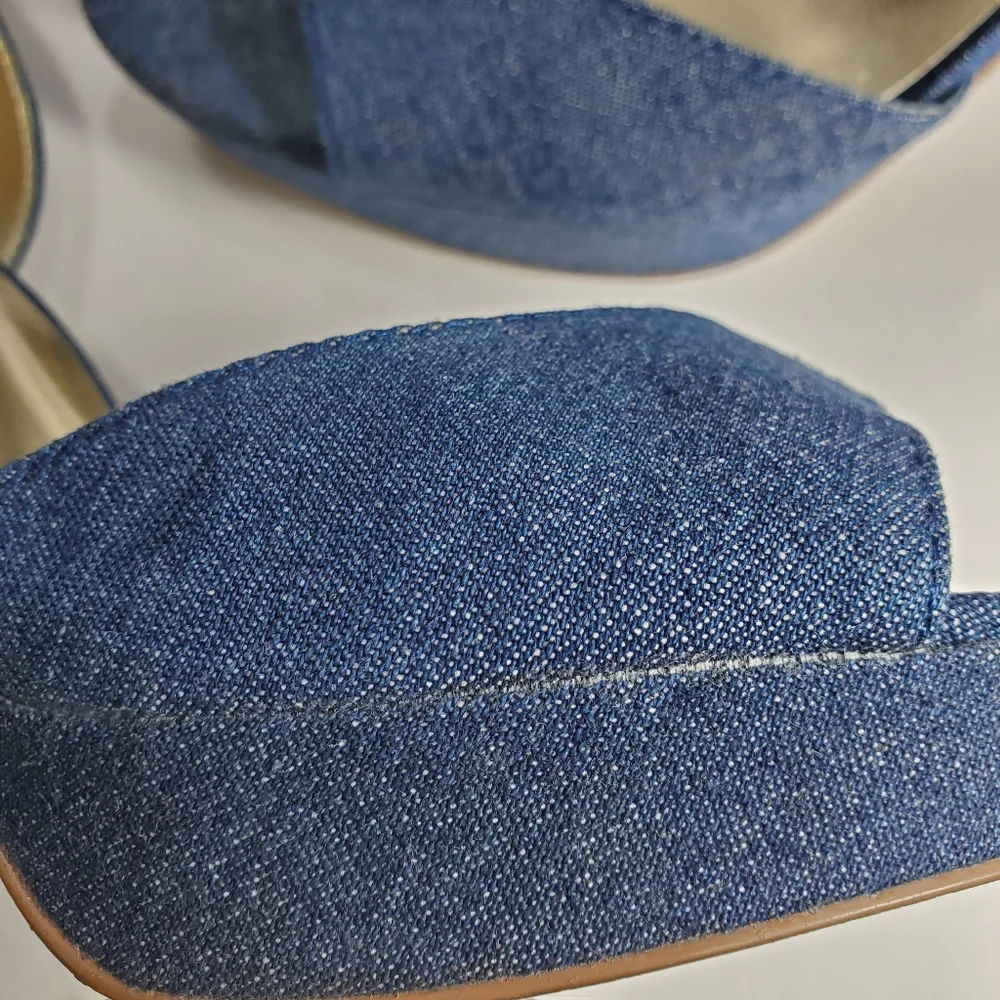 Guess Peep Toe Stilettos with Ankle Strap in Navy Size 9M_3